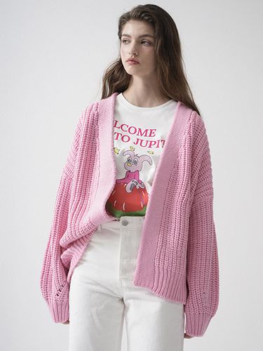 Overfit Open Long Knit Cardigan (Pink) - VLETI - Modalova