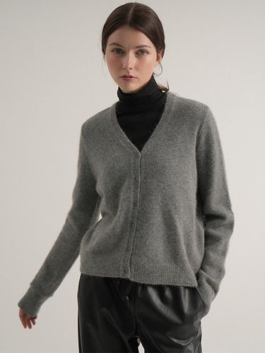 Basic V-neck Knit Cardigan (Gray) - VLETI - Modalova