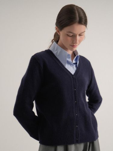 Basic V-neck Knit Cardigan (Navy) - VLETI - Modalova