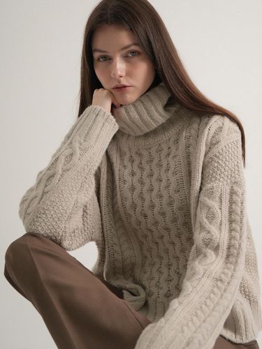 Wool Cable Turtleneck Sweater - VLETI - Modalova