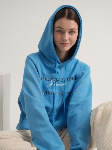 Oversized Graphic Logo Hoodie (Blue) - VLETI - Modalova