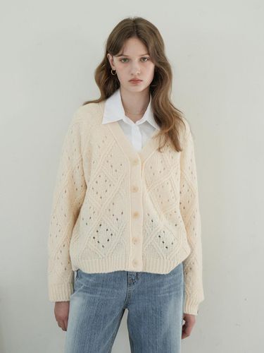 Alpaca eyelet Knit Cardigan - VLETI - Modalova