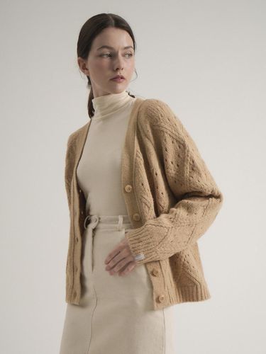 Alpaca Eyelet Knit Cardigan (Beige) - VLETI - Modalova