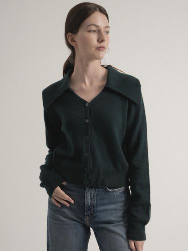 Cashmere Calla V-neck Knit Cardigan (Green) - VLETI - Modalova