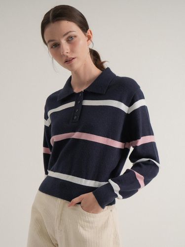 Viscose Calla Button Knit (Navy) - VLETI - Modalova