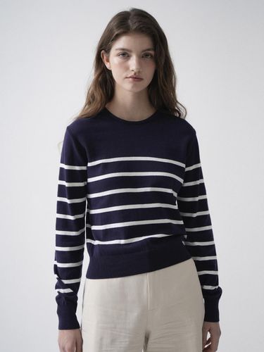 Cotton Round Stripe Knit (Navy) - VLETI - Modalova