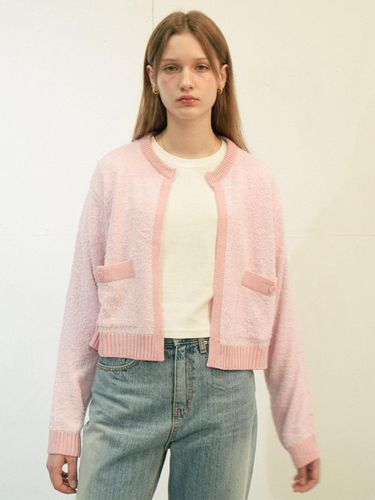 Open Pocket Knit Cardigan (Pink) - VLETI - Modalova