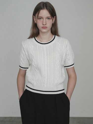 Cotton Cable Half sleeve Knit - VLETI - Modalova