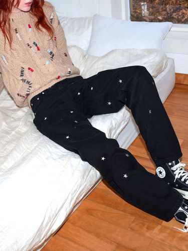 STRAGHT STAR DENIM PANTS black - DAISY SYNDROME - Modalova