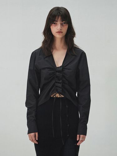 String Shirred Shirt - Black - DIAGONAL - Modalova