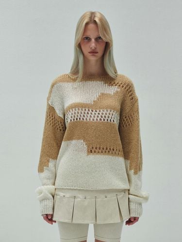 Loose Color Mixed Knit - Beige - DIAGONAL - Modalova