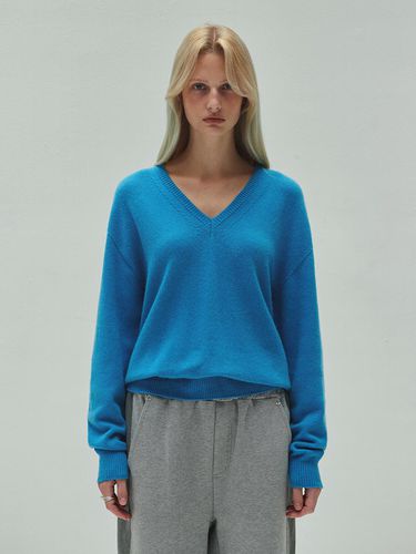 V-neck Cashmere Knit - Blue - DIAGONAL - Modalova