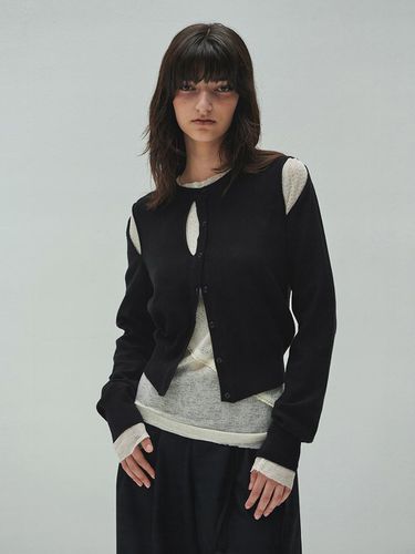 Slit Knit Cardigan - Black - DIAGONAL - Modalova