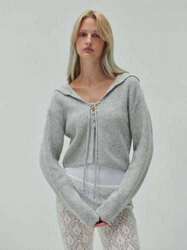 Wool Lace Up Hoodie - Light Grey - DIAGONAL - Modalova