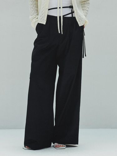 Waist Wide Trousers - Black - DIAGONAL - Modalova