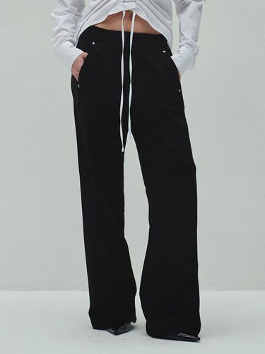 Denim Mixed Banding Pants - Black - DIAGONAL - Modalova