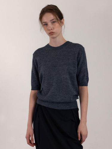 MOHAIR SHORT KNIT TOP_CHARCOAL - MIMEME - Modalova