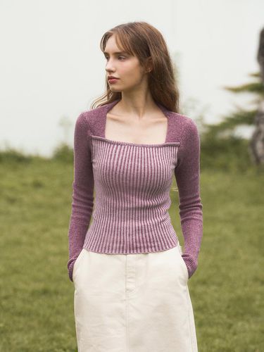 LAYERED HALF SQUARE NECK KNIT_INDIGO PINK - EVMOIU - Modalova