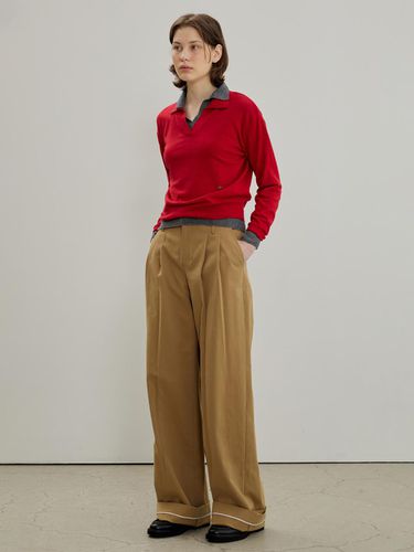 Cotton Turn-up Pants, Beige - MAISONMARAIS - Modalova