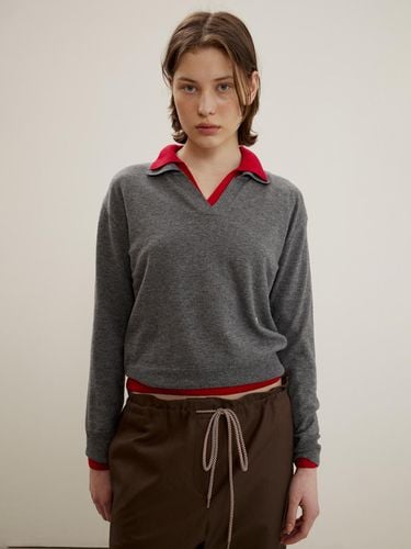 Spread-collar Knit Top, Grey - MAISONMARAIS - Modalova