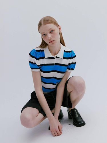 PETIT PUFF STRIPED COLLAR KNIT / - mais - Modalova