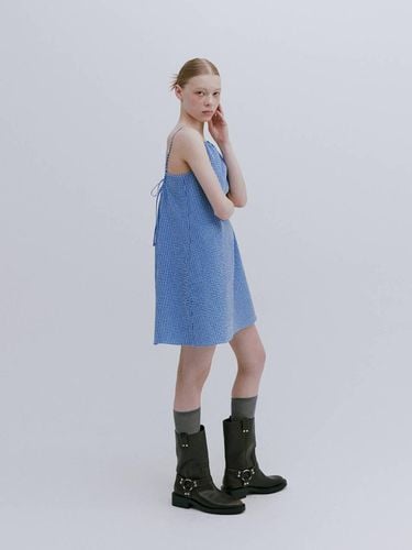 MINI CHECK HALTERNECK DRESS / BLUE - mais - Modalova