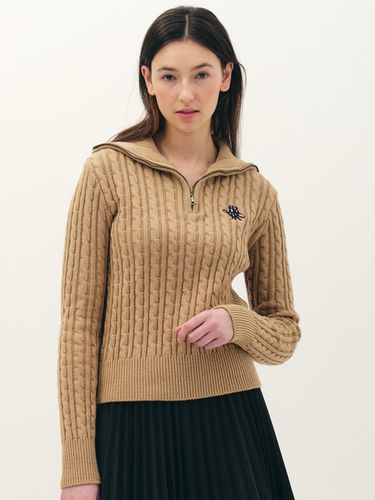 Symbol half zip-up crop cable knit_beige - Jun by Jun k. - Modalova