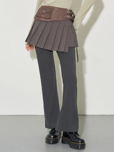 Layered Pleated Skirt Pants Gray - ILLIGO - Modalova