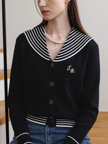 Sailor Collar Stripe Knitwear Cardigan - JUARR - Modalova