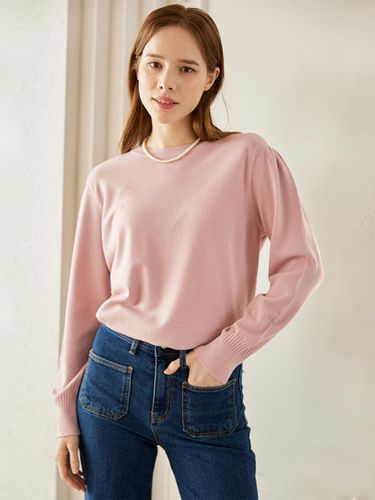 Soft Volume Shirring Round Knitwear (4 colors) - JUARR - Modalova