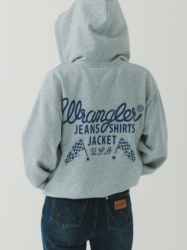 Flag Original Lettering Hooded Zip-up Melange Grey - Wrangler - Modalova