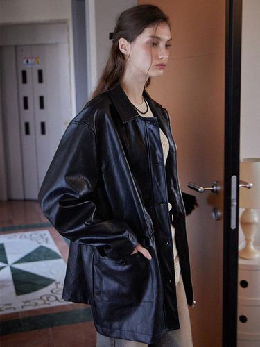 STRING POINT OVERSIZED ECO LEATHER JACKET - HAINT - Modalova