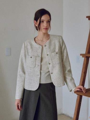 IT_Light gray slim-fit crop jacket - itte - Modalova