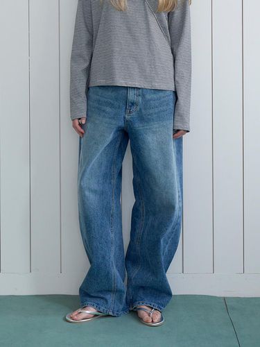 Curved loosefit denim_washed blue - VANISHMENT - Modalova