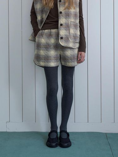 Quilted short pants_beige check - VANISHMENT - Modalova