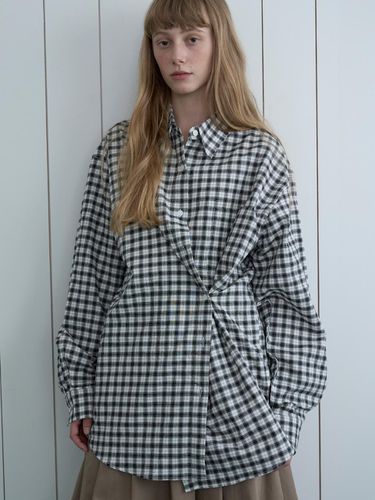 Nerd oversize wrap shirt_black check - VANISHMENT - Modalova