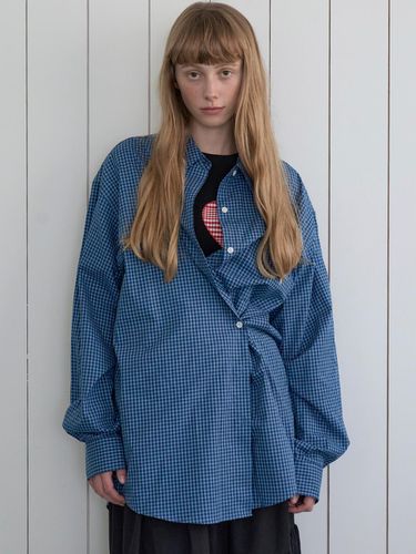 Nerd oversize wrap shirt_blue check - VANISHMENT - Modalova