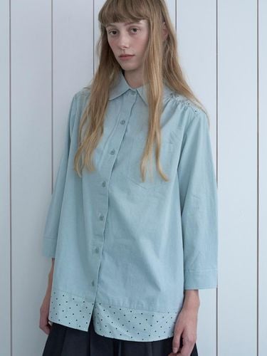 Dot shirring shirt_mint - VANISHMENT - Modalova