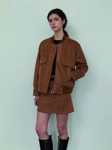 Suede jersey blouson - Camel - toamott - Modalova