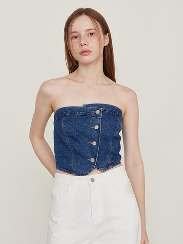 Luis Bustier Denim Top - Mid Blue - LESEIZIEME - Modalova