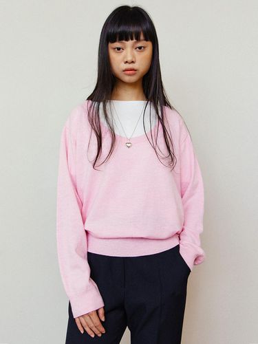 Wide Round Neck Knit - Pink - LESEIZIEME - Modalova