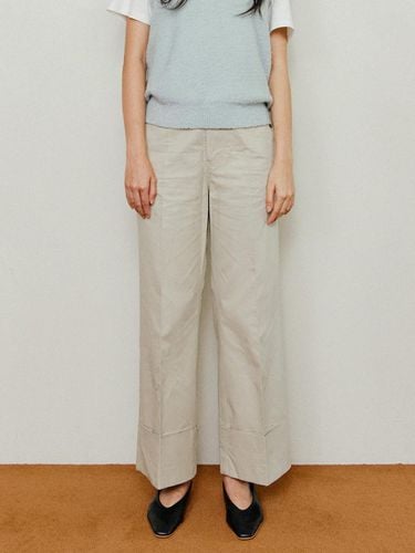 Aude Turn Up Cuff Pants - Beige - LESEIZIEME - Modalova