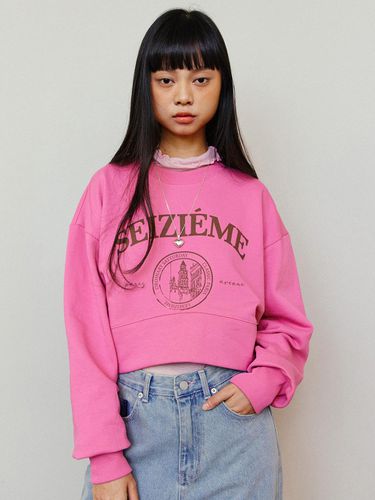 Unbalanced Crop Sweatshirt - Pink - LESEIZIEME - Modalova