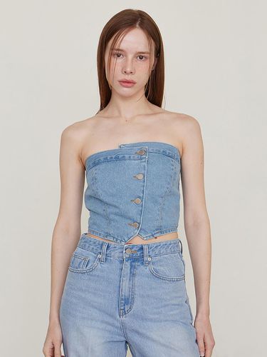 Luis Bustier Denim Top - Light Blue - LESEIZIEME - Modalova