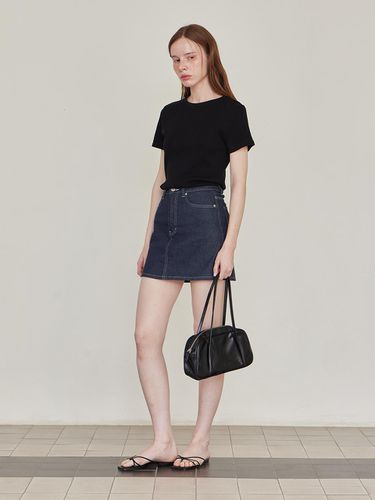 Non-fade denim miniskirt - Indigo - LESEIZIEME - Modalova