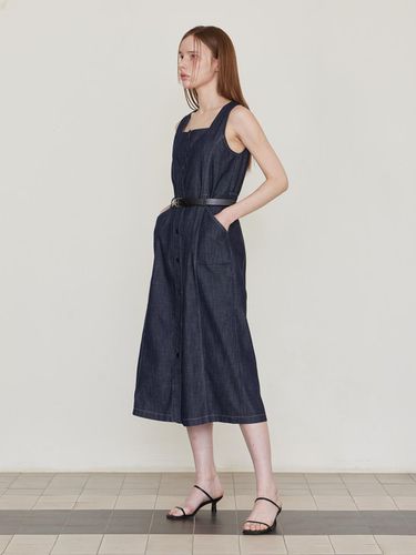 Non-fade denim long dress - Indigo - LESEIZIEME - Modalova