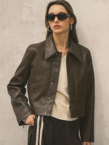 Minimal Crop Leather Jacket_CTO122() - CITTA - Modalova