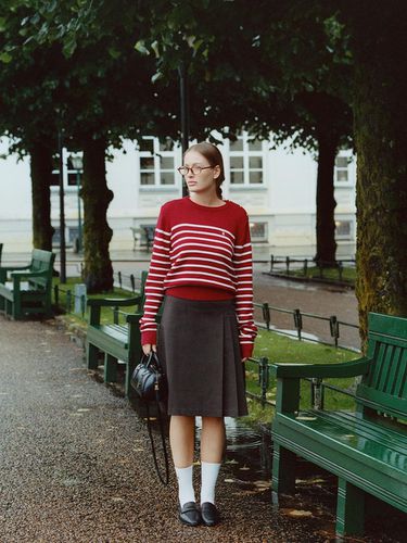 KRONE STRIPE KNIT [RED WHITE] - FOLNUA - Modalova