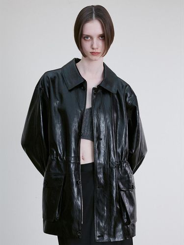 DRAWSTRING FAUX LEATHER JACKET - RE RHEE - Modalova