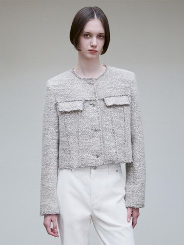 WOOL BLEND PATCH POCKET TWEED JACKET - RE RHEE - Modalova